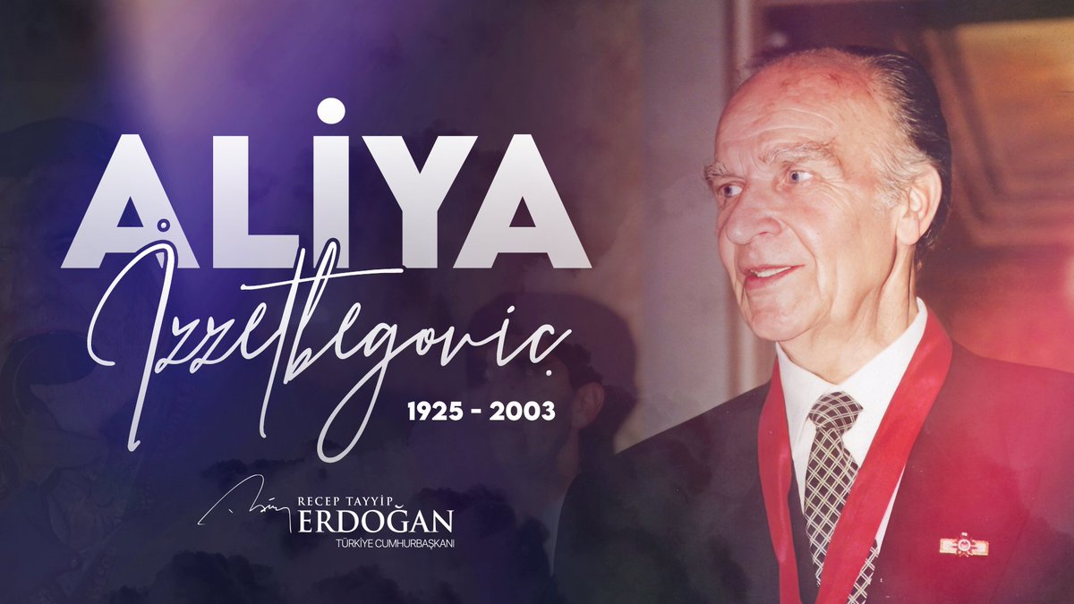 Yüreğinde Bosna ile birlikte bütün bir İslam dünyasını taşıyan; asaletiyle, cesaretiyle ve duruşuyla bilge bir lider ve müstesna bir gönül insanı olan dost ve kardeş Bosna-Hersek'in ilk Cumhurbaşkanı Aliya İzzetbegoviç'i vefatının yıl dönümünde hasretle, rahmetle yâd ediyorum.