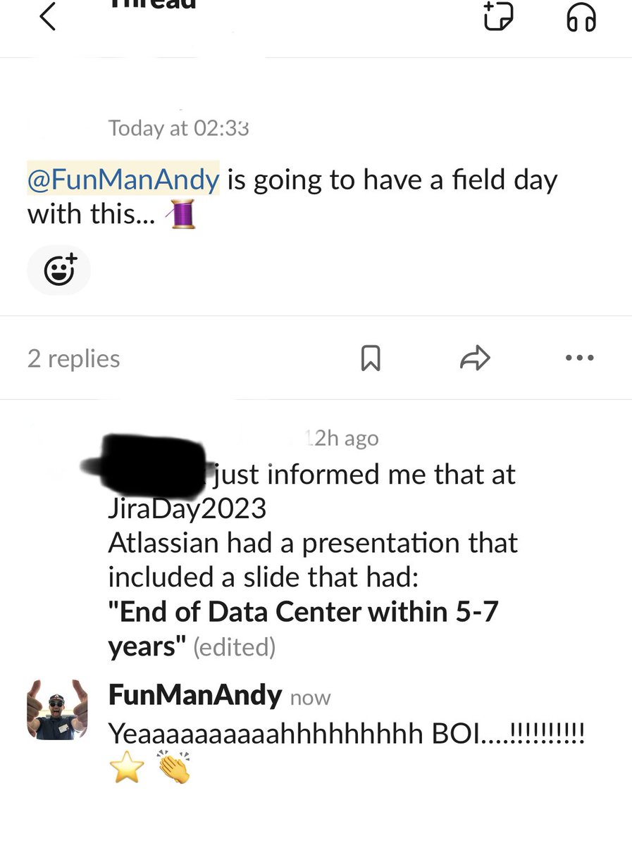 TheFunManAndy's tweet image. I called it over a year ago…. BOOM!

I thought #Team25 or #Team26 would be the time it gets announced, however my estimation was always deprecated by 2028-2030!!
Could be spot on!

@Atlassian #TheDeathOfDataCenter

I have sooooo many memes ready to go.

📠💀⚰️🙏🏼