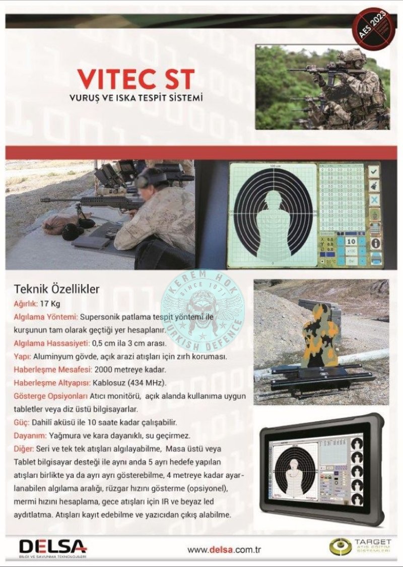 KaraKulak__'s tweet image. #DELSA BİLGİ SAVUNMA TEKNOLOJİLERİ

#VITEC ST Vuruş ve Iska Tespit Sistemi

💢Vuruş ve ıska tespit sistemi keskin nişancı yetiştirmek için ideal bir platformdur. İster açık alanda ister kapalı poligonlarda kullanılabilir. Yerli ve milli bir teknoloji olup hem ülkemiz hem de ⬇️