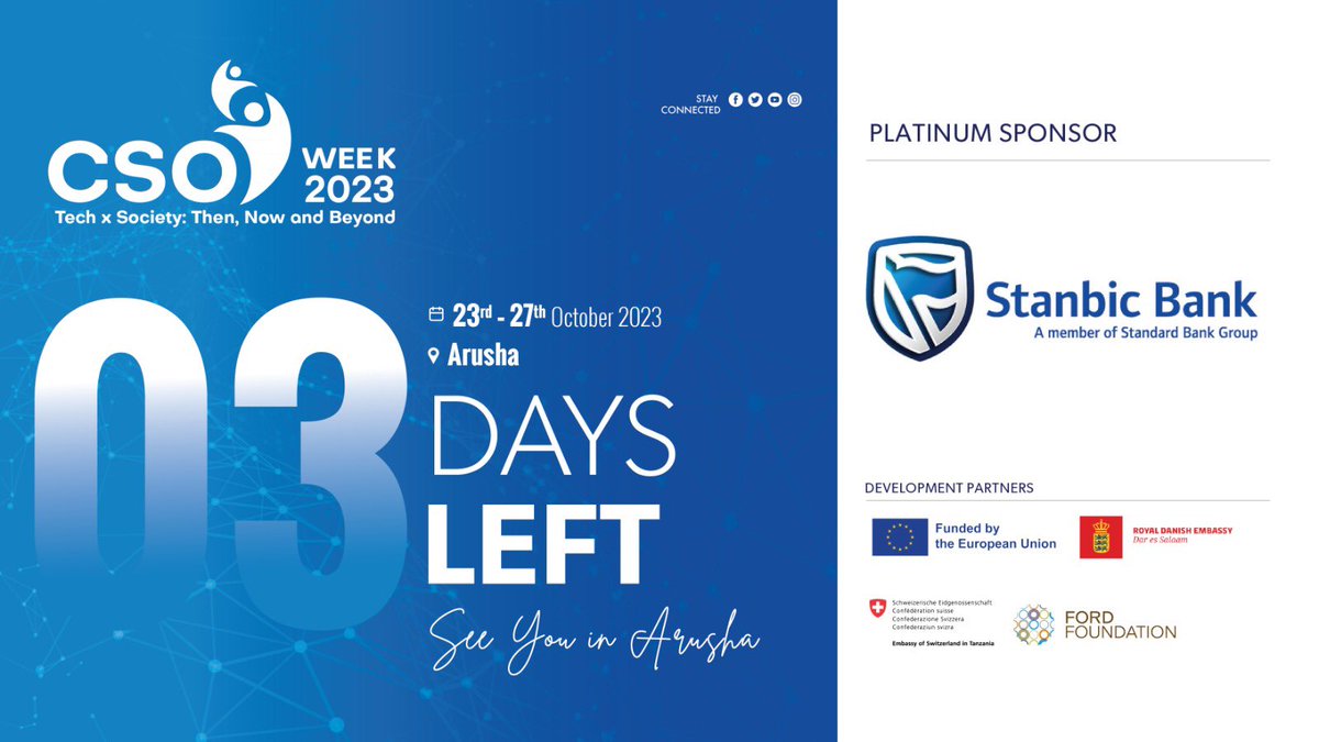 CSOWeek's tweet image. 3 days left! The tech transformation awaits at #CSOWeek2023. Secure your spot now: csoweek.or.tz/home. It&apos;s a journey you won&apos;t want to miss!