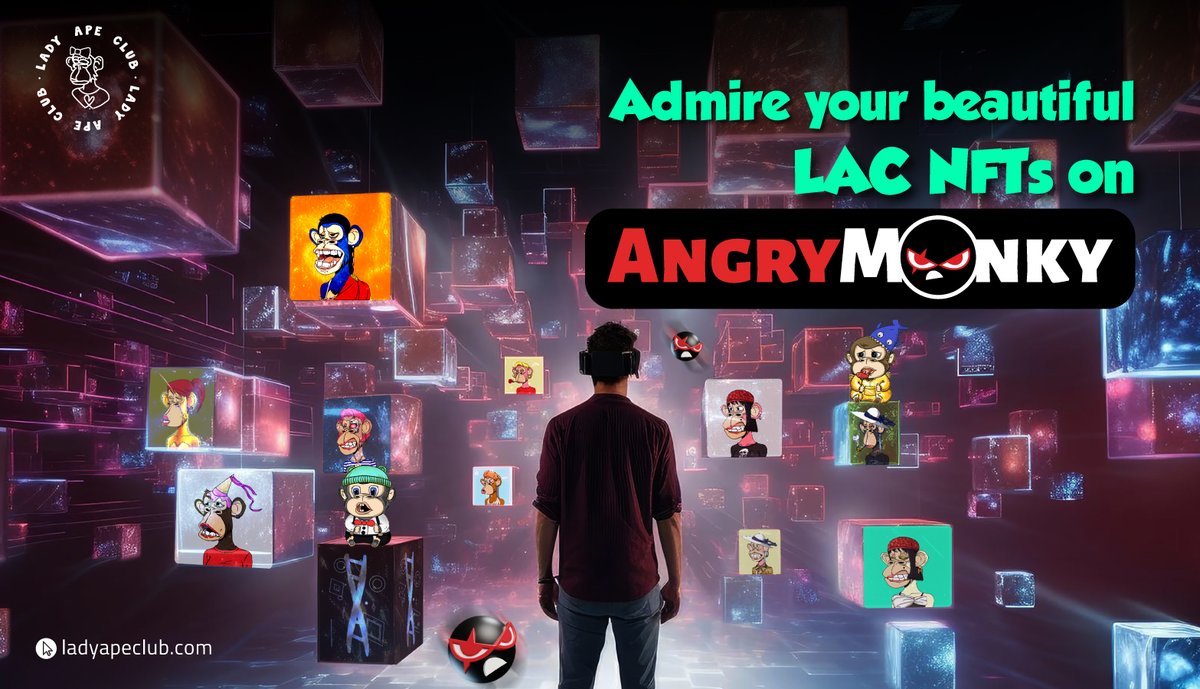 ladyapeclub's tweet photo. 😘 Your beloved Lady Ape, Baby Ape, and DNA NFTs are now thriving on #AngryMonky NFTs marketplace.
😇 Admire your most-loved NFTs with a visual treat like never before!
😘Start migrating now (https://t.co/6pIFT7KABL)!
#LadyApeClub #Ladyape #NFTs #LAC #Babyape https://t.co/SvfMrlNDGe