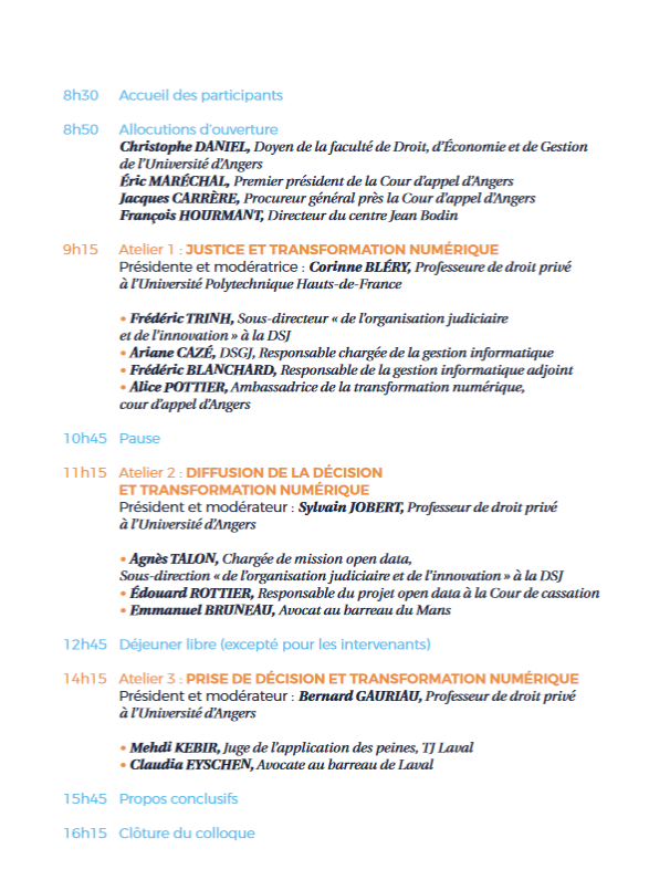 3e éd. des dialogues angevins du droit et de la justice : après la comparution en 2021, la déontologie de la relation avocat/magistrat en 2022, rendez-vous le vendredi 17 novembre pour échanger sur le thème de « La justice et les défis du numérique ». 

+ d’informations ⤵️