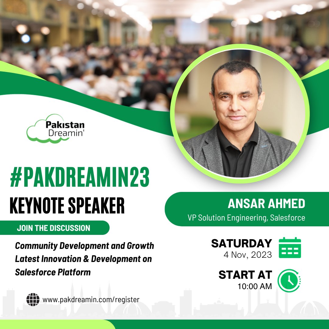 We're absolutely thrilled to introduce our distinguished keynote speaker for #PakDreamin23, Ansar Ahmed! 🎉 What sets this event apart? The excitement is real! Ansar is joining us in Islamabad 🇵🇰on Nov 4th, marking the first-ever in-person gathering of Pakistan Dreamin'.