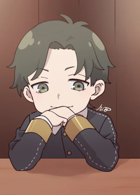ななめ前下の方向を見るダミアン