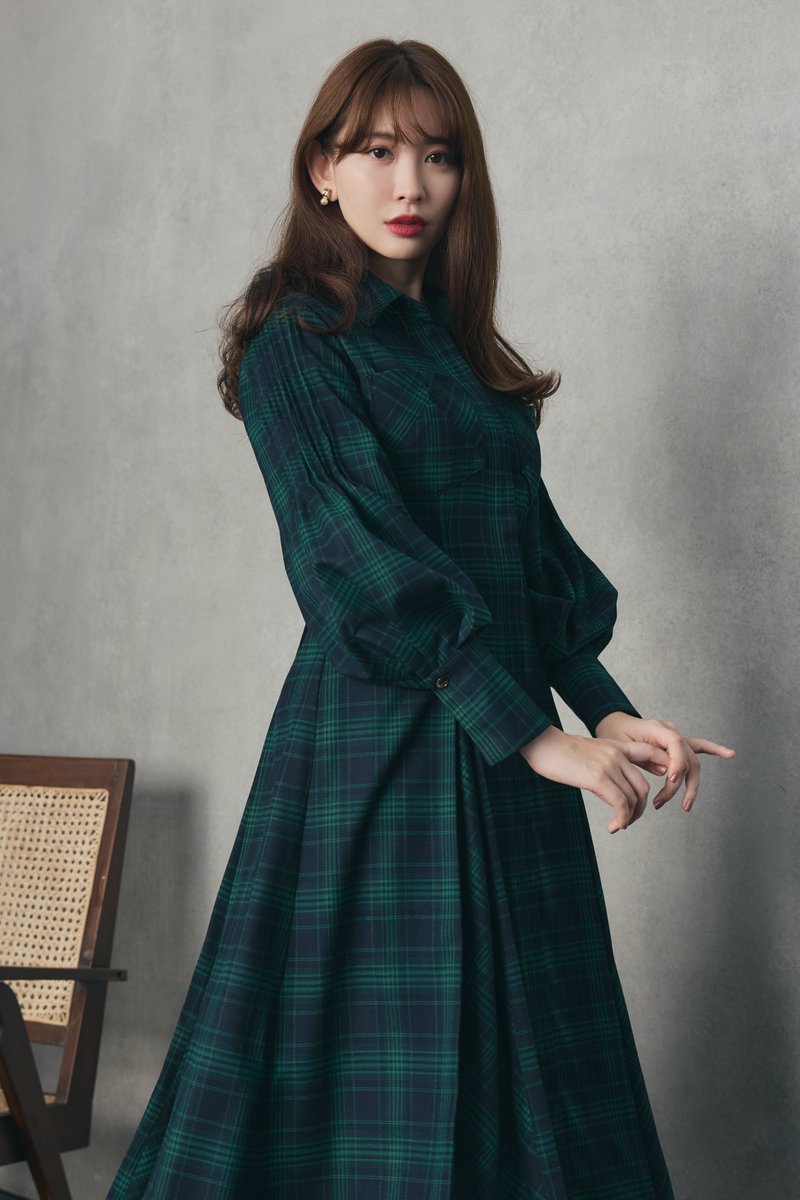 新品未使用品　Checkered Pleats Long Shirt Dress小嶋陽菜