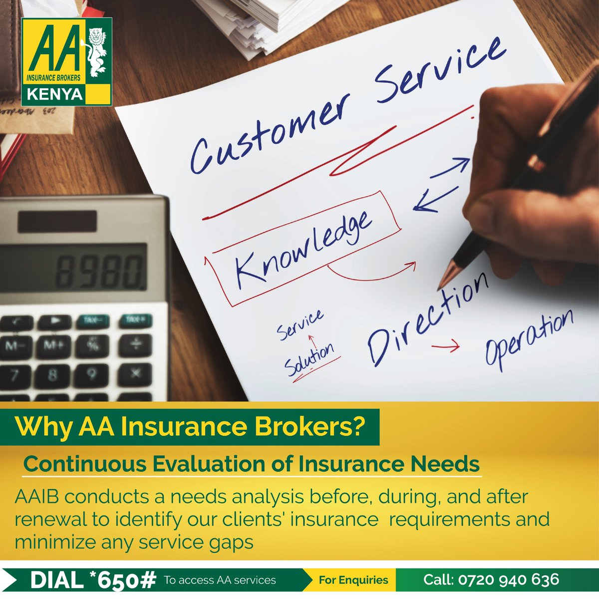 Insurance tailored to you, at every step! At AA Insurance Brokers, we understand the importance of continuous evaluation. We assess your insurance needs before, during, and after renewal to identify and bridge any gaps in service. Insure with us, call us on 0720940636
#AAIBCares