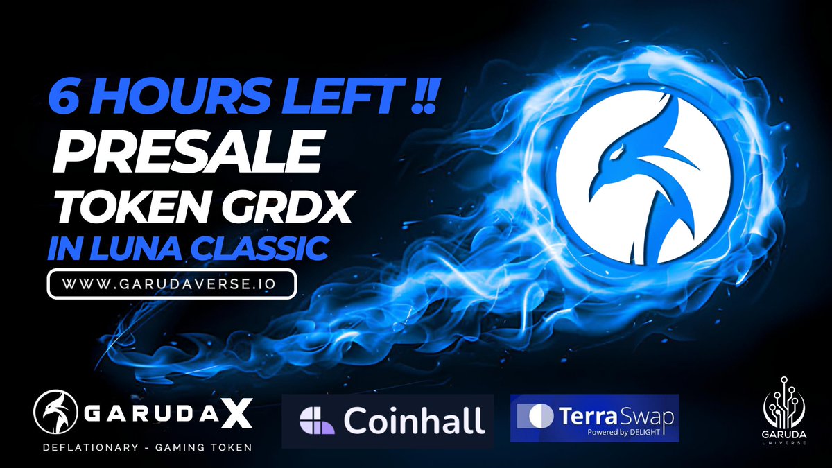 GarudaUniverse's tweet photo. ⏰️6 hours left👀

Don't miss it!
Join presale here:
https://t.co/W6U8ZRAMkL
With only 250K #lunc get the benefit of discount up to 50% (Private sale) and interest up to 45%.
NFA - DYOR
#lunc #dex #LuncArmy #LuncBurn #CosmosEcosystem #Crypto #CryptoNews #CryptoX https://t.co/PeIqKoIfAo