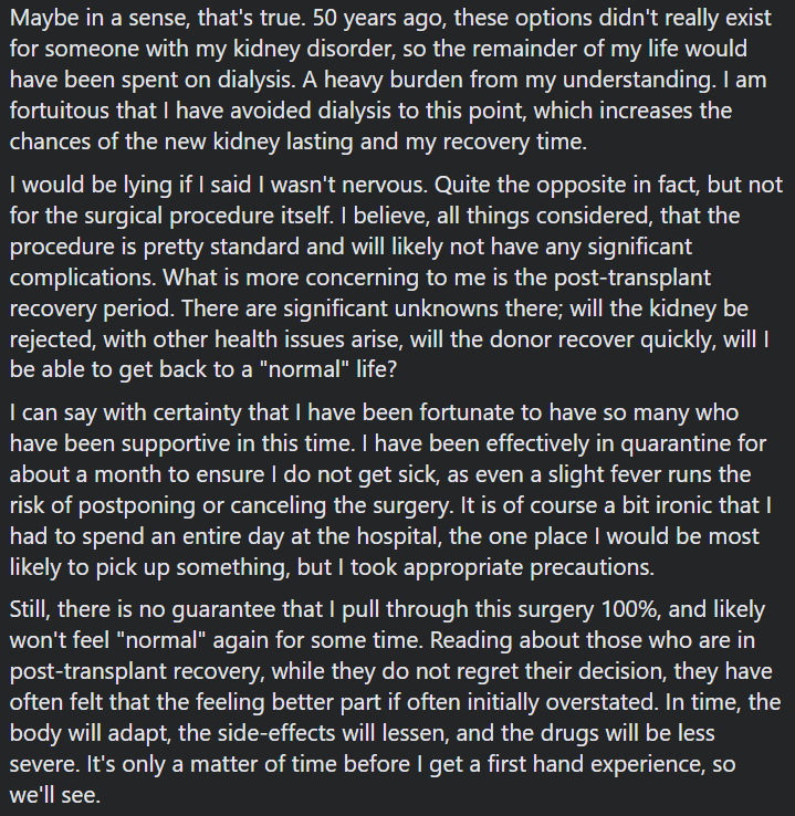 ClintKingsbery's tweet photo. Below is an update, I'm one week out from receiving my kidney transplant and had some thoughts I wanted to share on FB. Putting over here as well for the few who don't follow me over there. https://t.co/4fJPLFVi9S