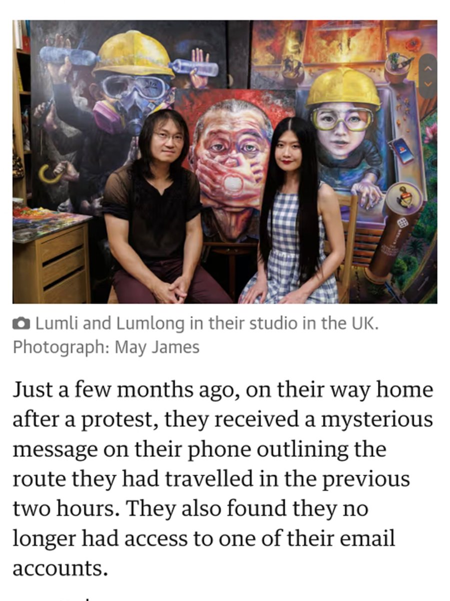 We’re grateful to <a href="/guardian/">The Guardian</a> for the interview, entitled 《‘We don’t feel safe here’: #Hongkongers in UK fear long reach of #ChineseGovernment》

May peace be with you wherever you are!

*This picture was taken by <a href="/mayjamesuk/">May James</a>

theguardian.com/global-develop…

#TransnationalRepression