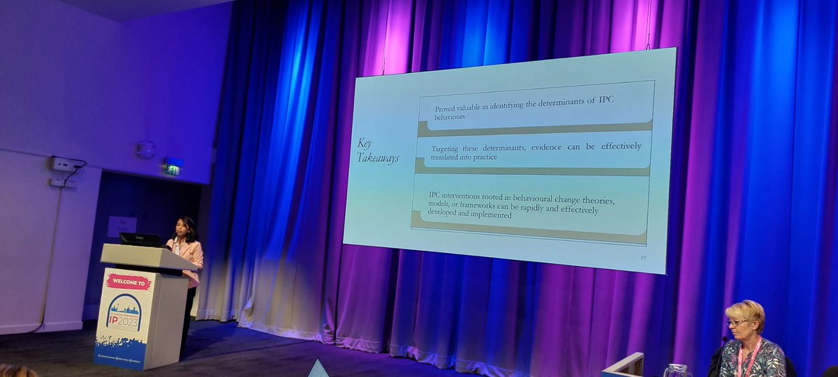 'IPC interventions rooted in behavioural theories can be developed and implemented rapidly & effectively' Congratulations to @DeeptiKC31 on delivering a brilliant #IP2023conf talk on behaviour change theories in IPC!