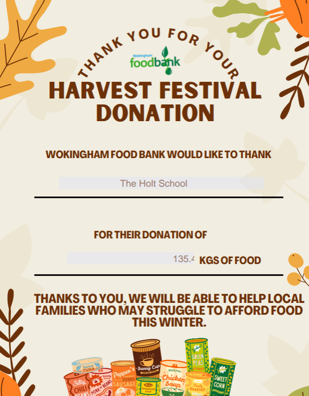 A massive well done to everyone who was involved with the #Harvestdonations this month. #wokinghamfoodbank were overjoyed by everyone's donations. This year is their busiest on record but with the generosity of the #Holtcommunity they're now in a strong position. #Wokingham