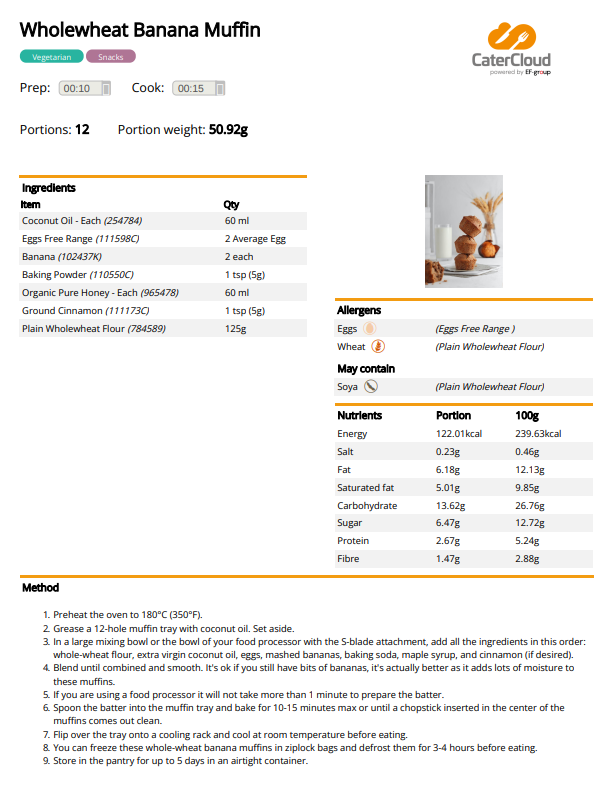 Our CaterCloud system allows you to print clear, concise recipes that show the full ingredients, quantities, & the entire dish's allergen & nutritional information. 🥜 ℹ️ 👁️‍🗨️ Take a look at some of our recipes ⤵️ #AllergenInformation #NutritionalInformation #SchoolCatering