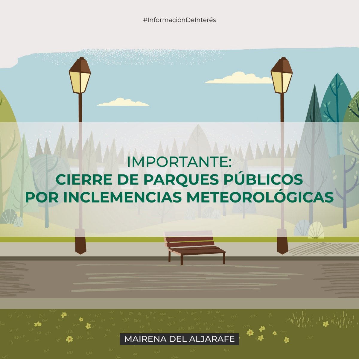 Hoy se esperan lluvias y fuertes rachas de viento en #Sevilla que pueden llegar a los 80 Km/h.
<a href="/AEMET_Esp/">AEMET</a> ha activado avisos nivel naranja y amarillo en nuestra comarca.
Los parques permanecerán cerrados.
Ante cualquier emergencia estamos en el 1⃣1⃣2⃣
#BorrascaAline 🌧️