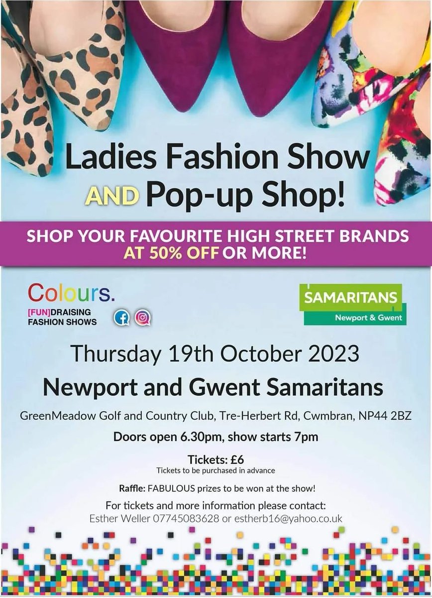 Tonight is our big fashion show at Greenmeadow Golf and Country Club. Why not grab and last minute ticket and come along. 

#fashion #cwmbran #newport #samaritans