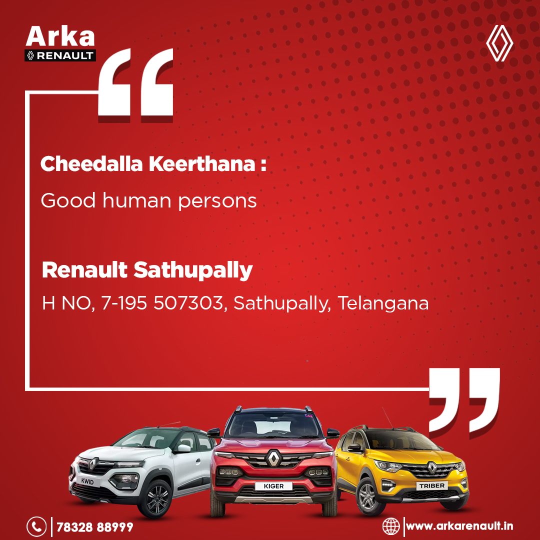 Thrilled to share yet another glowing review from one of our delighted customers! At Arka Renault,customer satisfaction our top priority to finding the perfect car.

#ArkaRenault #HappyCustomers #CustomerReview #SatisfactionGuaranteed #DreamCar #RenaultIndia #Renault #reaultcars