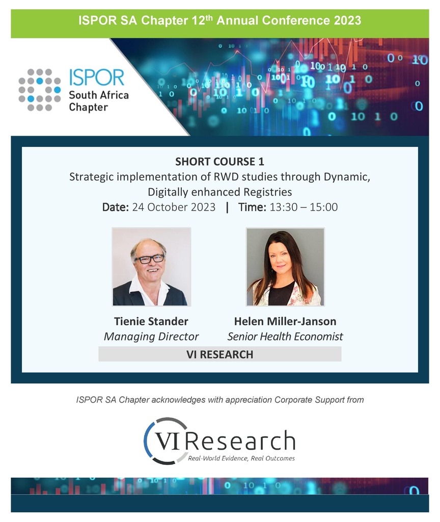 Register for the ISPOR SA Chapter Annual Conference and access interactive short courses and workshops. 

Click to register: form.jotform.com/232854455605561

#ispor
