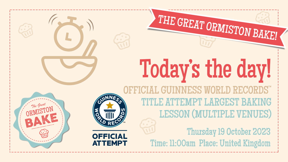 OrmistonAcads's tweet photo. Our bakers are assembling. Our ovens are preheated. And our wooden spoons are in hand!
👨‍🍳
We are ready to bake and get our @GWR title for the largest baking lesson... ever!!

Read more🧁https://t.co/98YBo2qF3N

#OrmistonBakeOff #guinnessworldrecords #OATfamily https://t.co/jG5zZ30nNQ