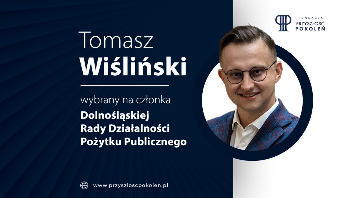 🔴Tomasz Wiśliński wybrany na członka Dolnośląskiej Rada Działalności Pożytku Publicznego na lata 2023-2026❗🔴

Prezes Fundacji Przyszłość Pokoleń  będzie zasiadał w Radzie jako➡️ przedstawiciel organizacji pozarządowych.