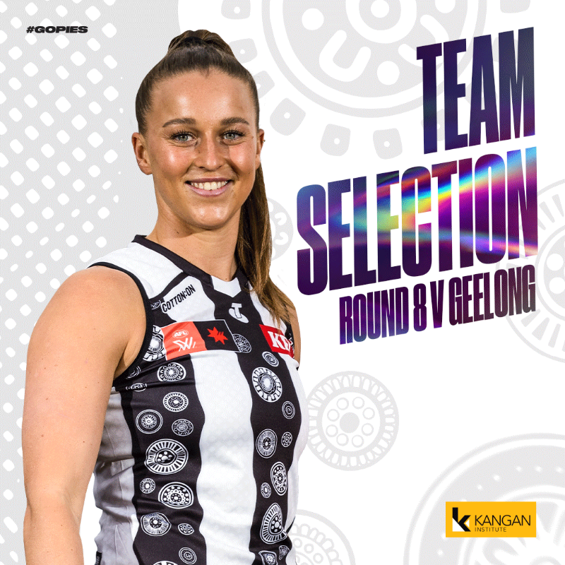 CollingwoodAFLW's tweet photo. We've confirmed three changes for Sunday's clash against Geelong, including two players who will play their first games in 2023!

Details 📝  https://t.co/6R5TF5mppc