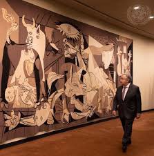 Yes, it’s true, the UN Security Council US member, walked right past the Guernica tapestry - potent imaging of the terrible inhumanity of asymmetrical war - on their way into the chamber yesterday to veto the Gaza resolution for humanitarian pauses. un.org/ungifts/guerni…