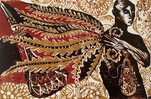SBPrintmakers's tweet photo. Escape the rain and come and visit us from 11.30am in our lovely little printmakers galllery @GabrielsWharf . Our Artist in Focus is currently Sean Flynn. Here is his linocut 'The Red on the Hill' #printmaking #ukprintmaker #art https://t.co/IZdFSWpmiK