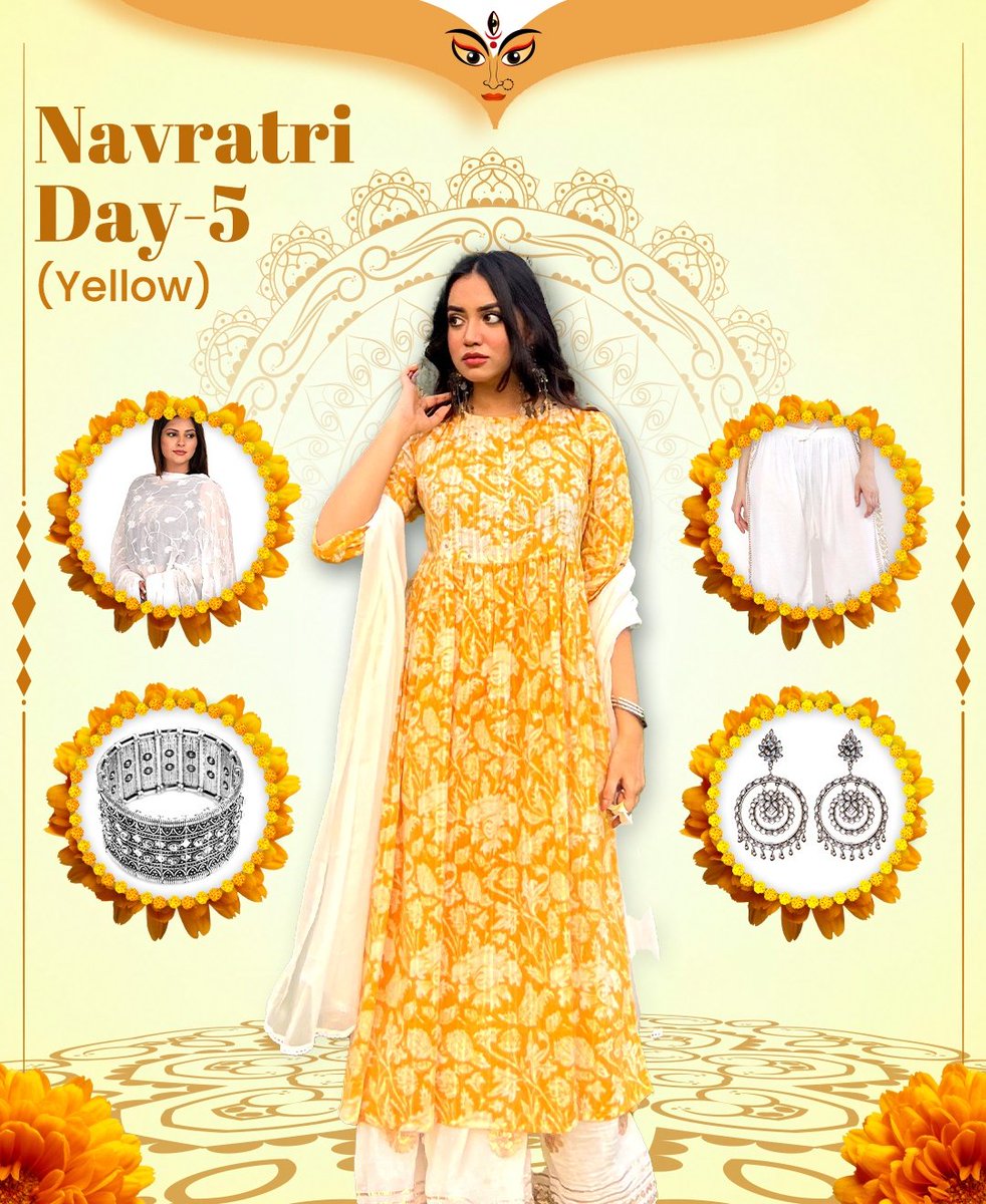 5/9 Navratri fits ideas!😍 💙

#navratrispecial #navratri #yellow #day5 #rangitaethnic #rangita #kurticollection #kurti #kurtaset #sareemood #navratri2023 #sareefashion #desigirl #festivesaree #festiveready