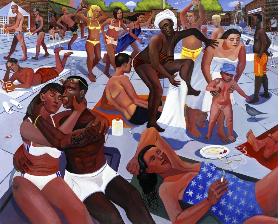 'Brockwell Kiss’, Brockwell Lido Swimmers, Brixton Beach (2005) by Ed Gray
edgrayart.com