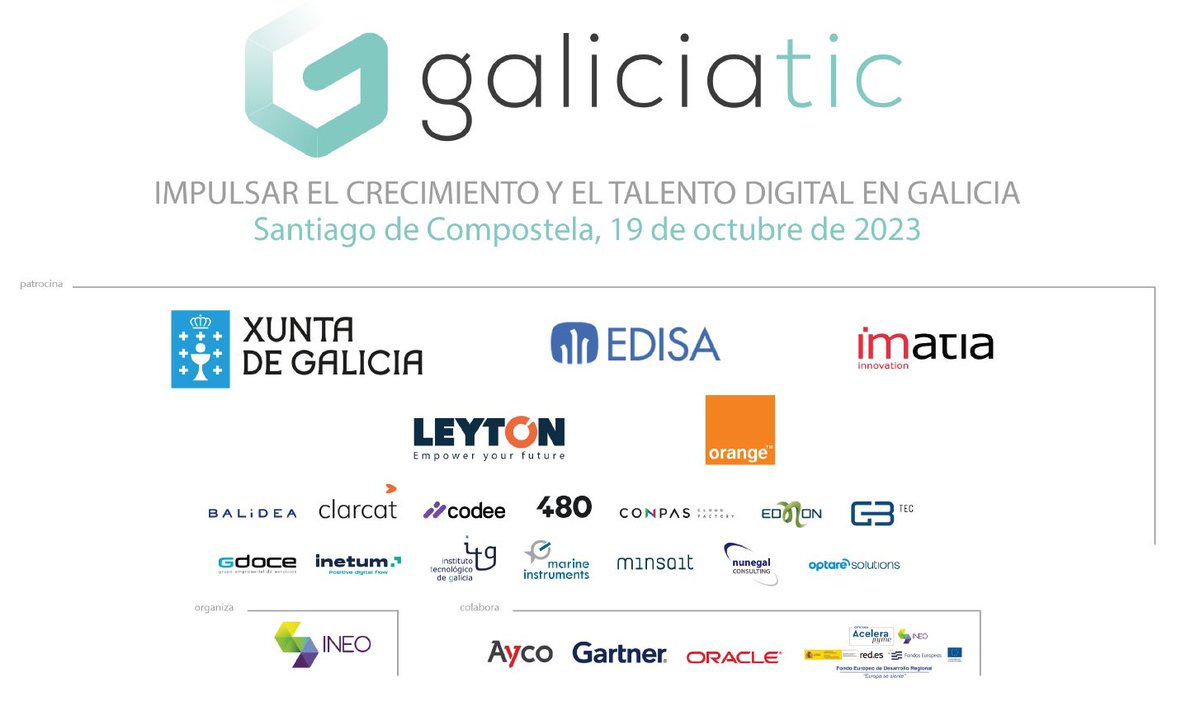 GaliciaTic's tweet photo. Antes de comenzar #GaliciaTIC2023 queremos dar las gracias a todas las entidades que nos apoyado en esta 21ª edición. ¡Muchísimas gracias! 👏👏👏
#GaliciaTIC https://t.co/szbSxtnv6s