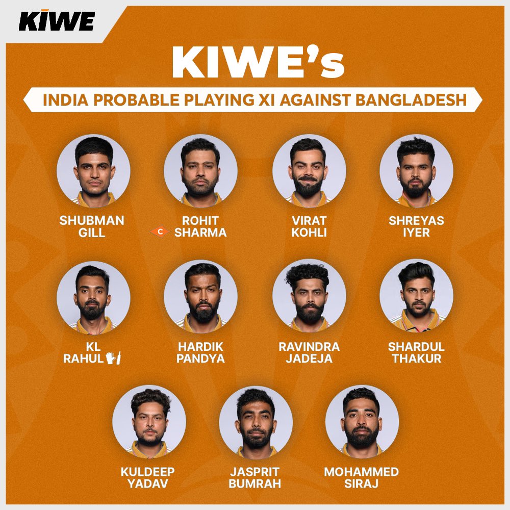 Kiwe_India's tweet photo. Probable XI for India Vs Bangladesh 

Download the KiWE app from https://t.co/vPKVCy6JdO 

#teamindia #cricket #cricketlovers #cricketfever #odi #kiwe https://t.co/NRmJRlChWf