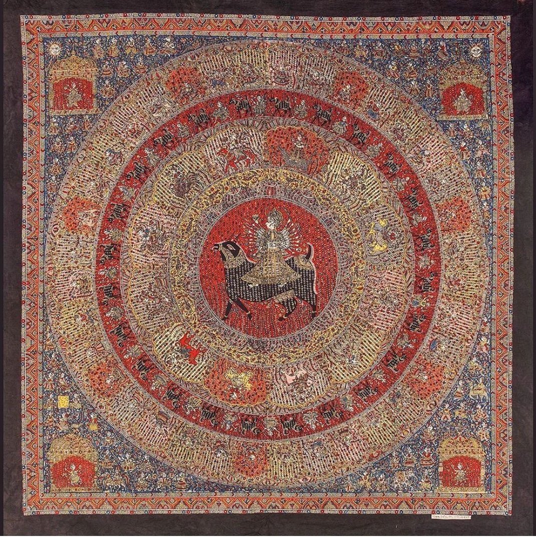 authindia's tweet photo. "The divine is in the details." 
Meldi Mata, Mata ni pachedi artwork on cotton cloth by Sumit &amp; Sanjay Chitara. 
#art #artist #homedecor #illustration #quote #nft #Navratri2023 #words #pattern #culture #interiordecor #heritage #drawing #studio  #IncredibleIndia https://t.co/ReZzFM3Ncj