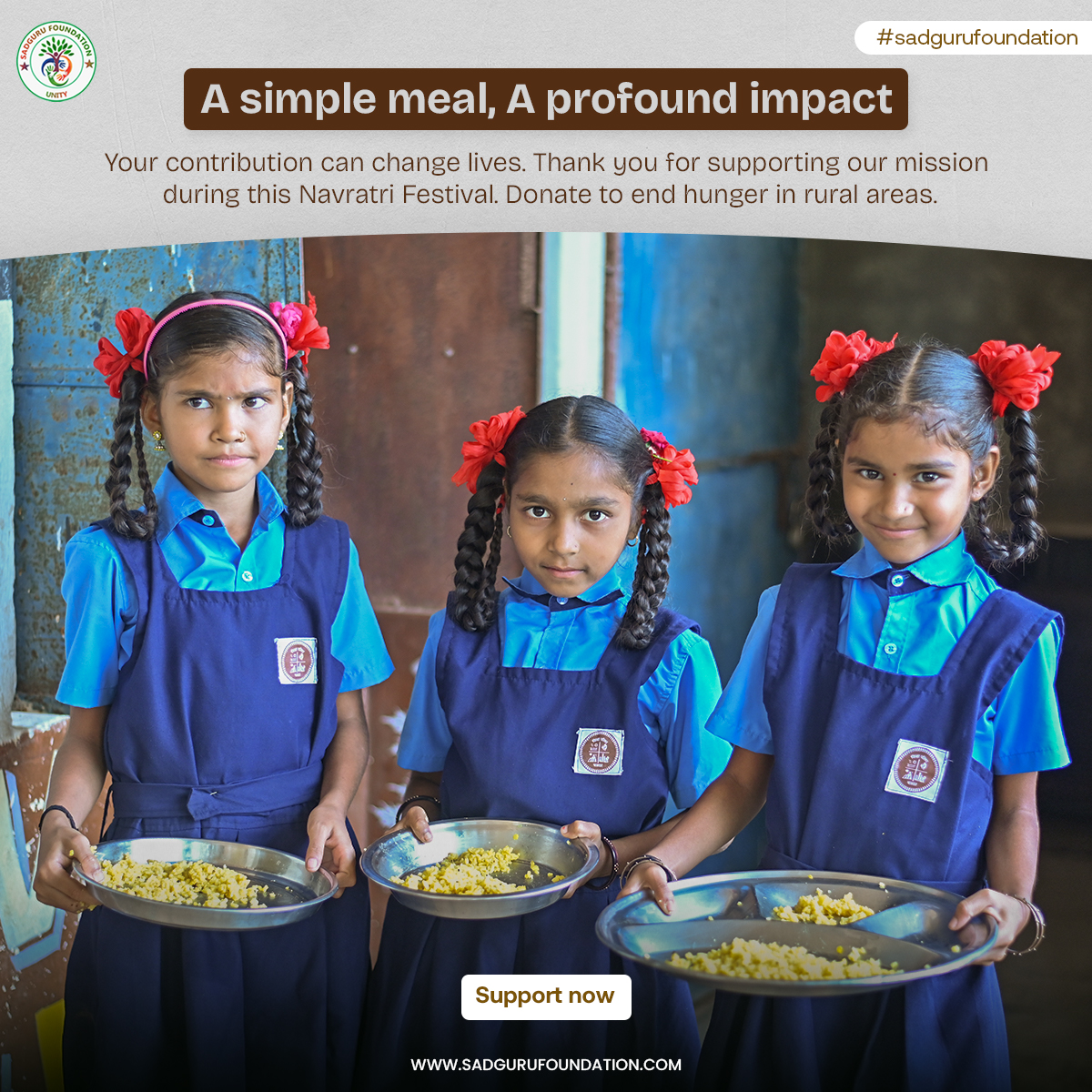 Your support fuels our mission to bring joy through nourishment.
Donate Now for a noble cause.
.
.
.
#sadgurufoundation #poor #kids #feed #meal #middaymeal #rural #life #village #remotearea #help #donate #ngo #Navratri