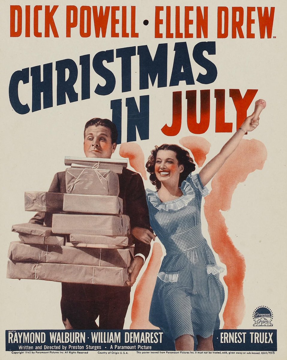 FrankMalfitano's tweet photo. FILM OF THE DAY: From near the start of 🎥 #PrestonSturges great run of #1940s #screwballcomedies is this fast &amp; funny 1940 look at struggling young office worker who is tricked into thinking he won 25 thousand dollar contest with top cast #DickPowell #EllenDrew #WilliamDemarest https://t.co/Dhq1QuYXqA