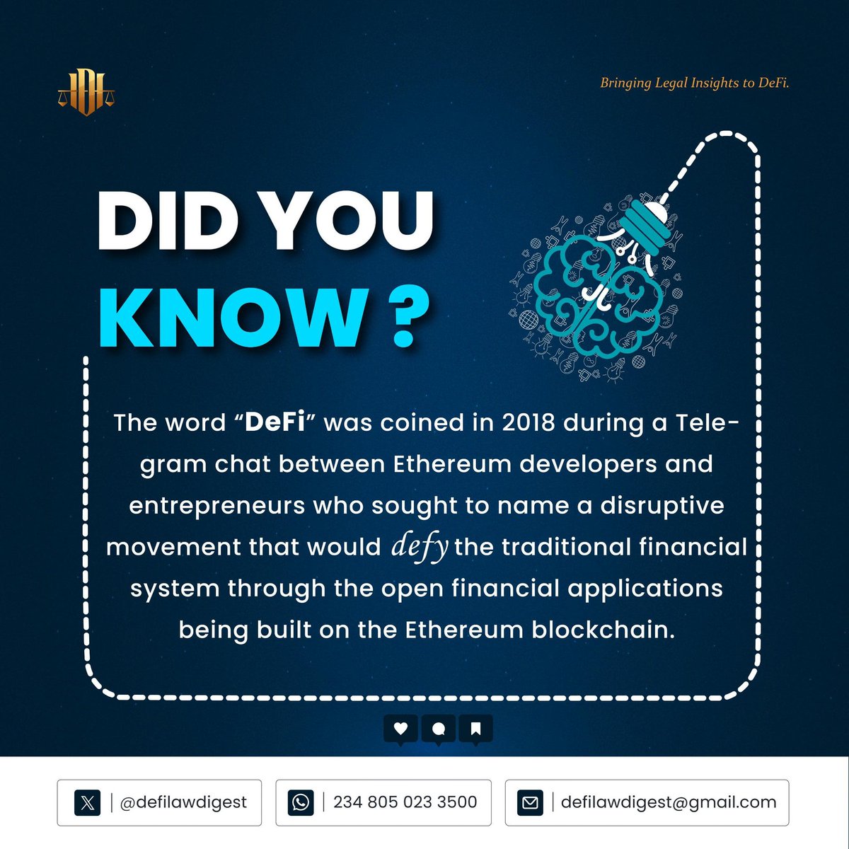 GM, CX!

Here's some fresh knowledge from us to you!

Don't worry, you don't have to thank us.

Just read and learn!😉⚖️

Check the second tweet to see the incubation room where the word “DeFi” was birthed.👇🏾

#DeFi #Blockchain #DeFiEducation #DeFiLawDigest #DLD #DYKwithDLD.