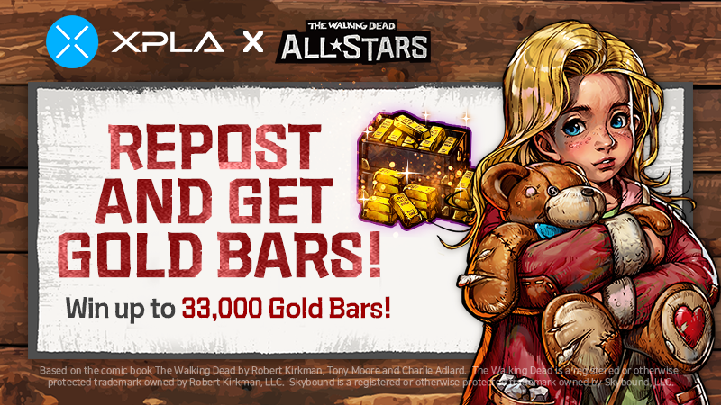 TWDAllStars's tweet photo. Finally, The Walking Dead: All-Stars onboarded the XPLA Platform!
To celebrate this occasion, XPLA GAME CAMP opened up.
Visit the link to participate in the event and get FREE $XPLA.
👉 https://t.co/QI12bfO4Bq

Take this time to share this amazing news with your friends and family.

❤️300 Repost = 3,000 Gold Bars to all.❤️

On top of that, we will randomly select Survivors who reposted and give EXTRA Gold Bars!

🎁1st Place: 30,000 Gold Bars
🎁2nd Place: 20,000 Gold Bars
🎁3rd Place: 10,000 Gold Bars

Repost now and win up to 33,000 Gold Bars!

#TWD #Web3Gaming #BlockchainGames #XPLA #XPLAGAMES $XPLA #Event