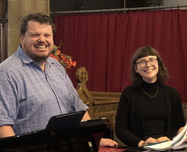 Delighted to welcome our new conducting scholar Eimear Hurley! Pictured here with our musical director Simon Lee doing a spot of rehearsal planning. #supportingnewtalent <a href="/eim_hurley/">Eimear Hurley</a>