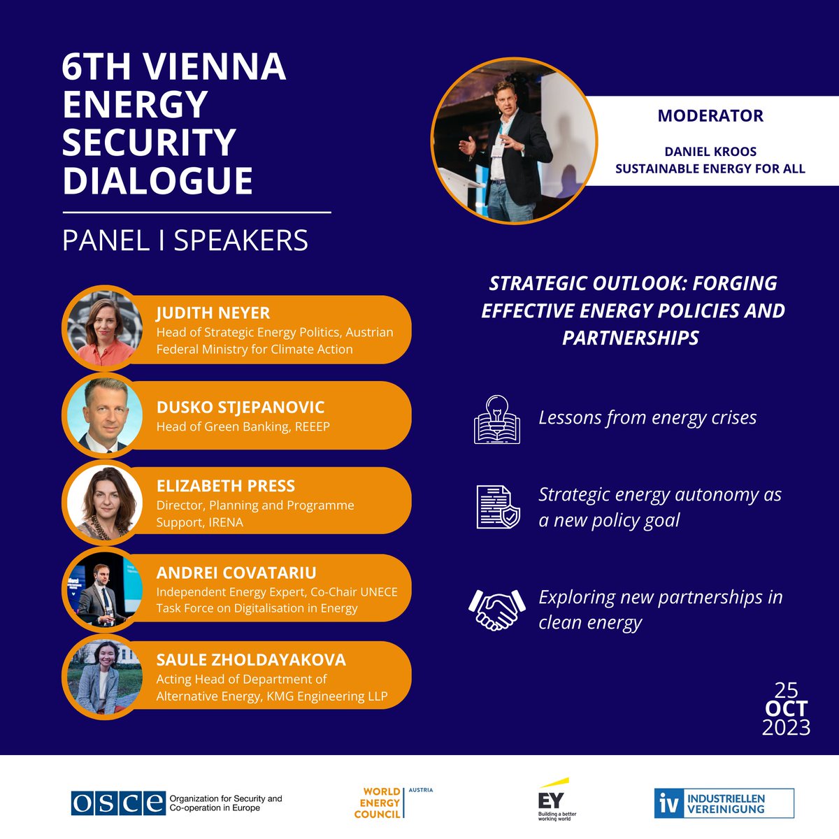 Excited about the “6th Vienna Energy Security Dialogue” - next week, in #Vienna - a conference organized by the World Energy Council Austria &amp; OSCE.

Thank you for the invitation, Robert Kobau, Giulia Manconi, Ivo Wakounig, Emomali Mirzoev &amp; teams!
