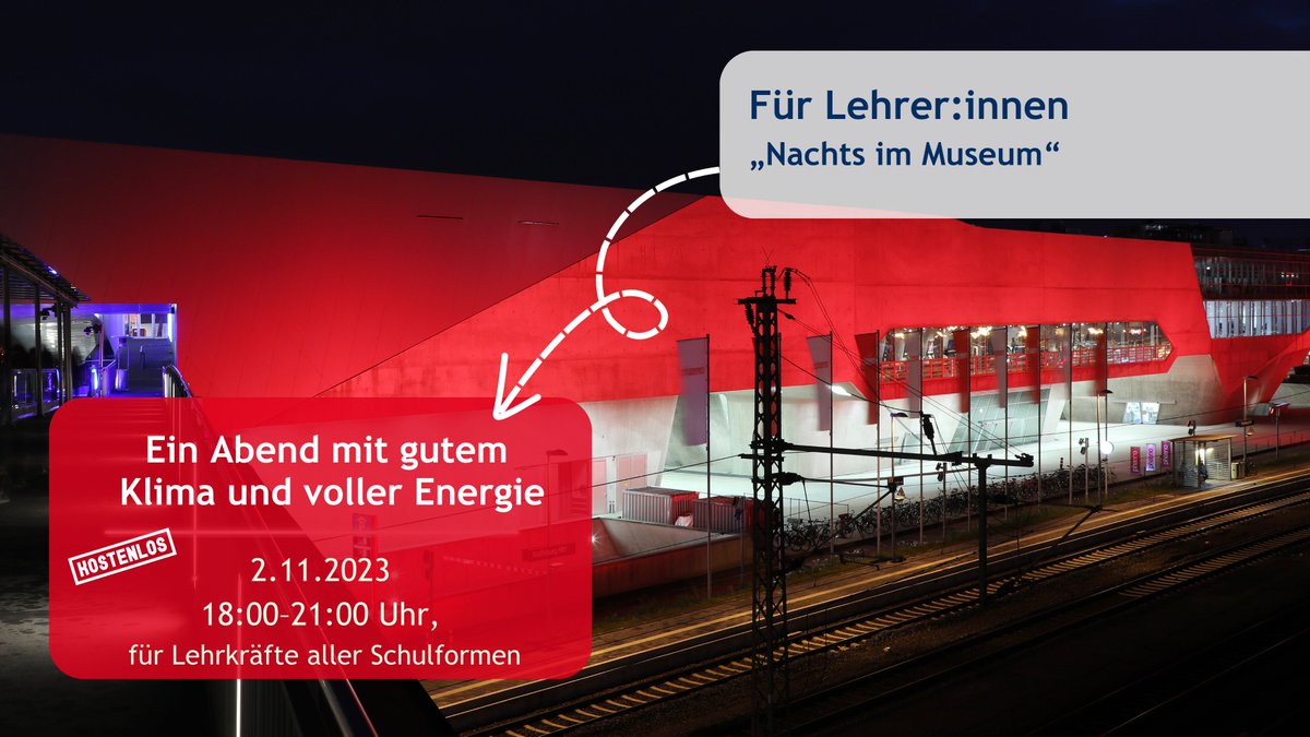 phaeno_WOB's tweet photo. #NachtsimMuseum mit den Themen #Energiewende und #BNE - besucht unsere Sonderausstellung #Power2Change #MissionEnergiewende
Genießt in nächtliche Atmosphäre das ScienceCenter.
2.11.2023, ab 18 Uhr, kostenfrei. Bis 26.10.2023 über phaeno Service-Center 05361/890100 anmelden. https://t.co/HxOrdVCnnp