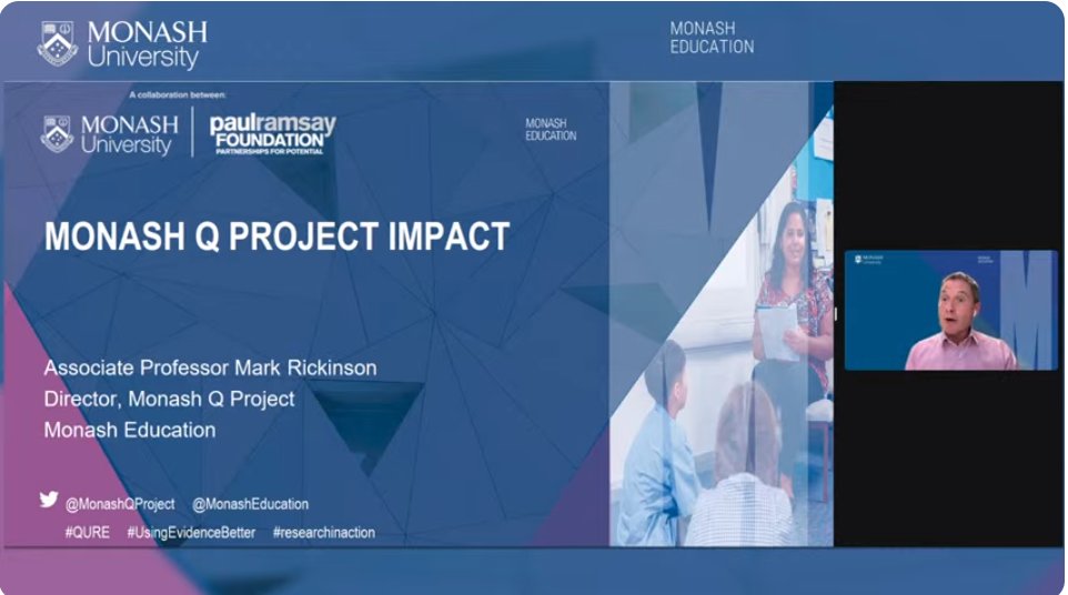 MonashQLab's tweet image. @mark_rickinson's reflections on @allieclemans overview: “The challenge of harnessing research to support improvement,”… both in universities and in schools! 💡
@MonashQProject @MonashEducation
#QURE #UsingEvidenceBetter #researchinaction