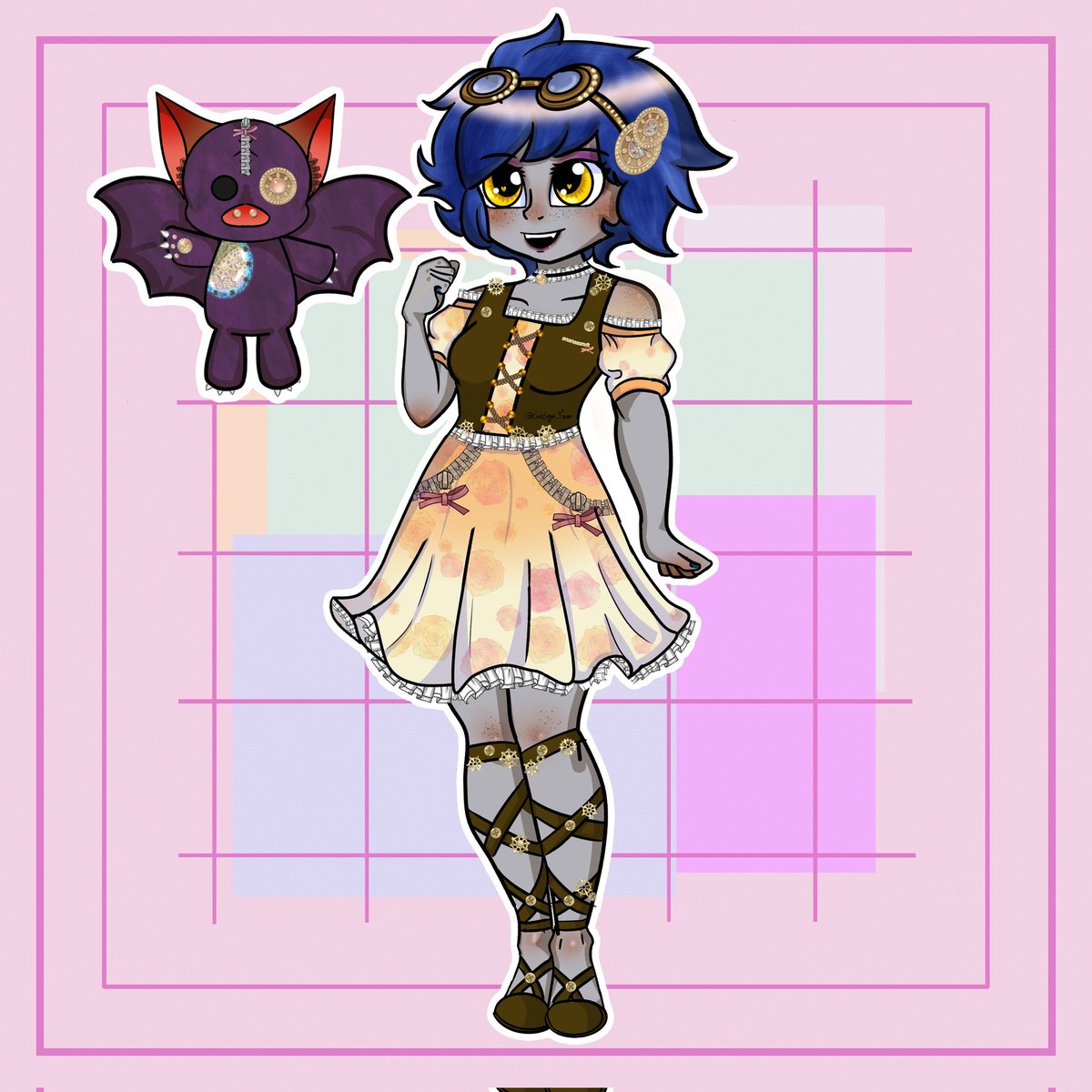 garbage_fox_'s tweet photo. We started another new long term campaign, so as is usual, I had to draw my character. this is Gwen and she only has 2 friends, neither of whom are party members https://t.co/gOVx5WcOYR