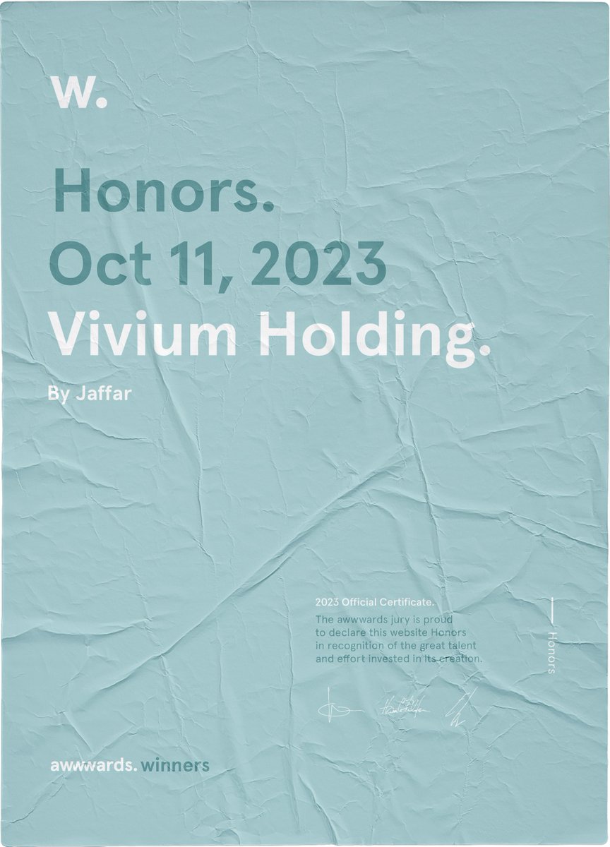 labibjaffar's tweet image. 🌟 Amazing News - I got an Honorable Mention for
@awwwards 🚀🏆 for a recent project viviumholding.com while my time at HoC.

I'm extremely excited to share this special recognition with you all.

Thank you for all the ongoing support🙏

#awwwards #honorablemention #design