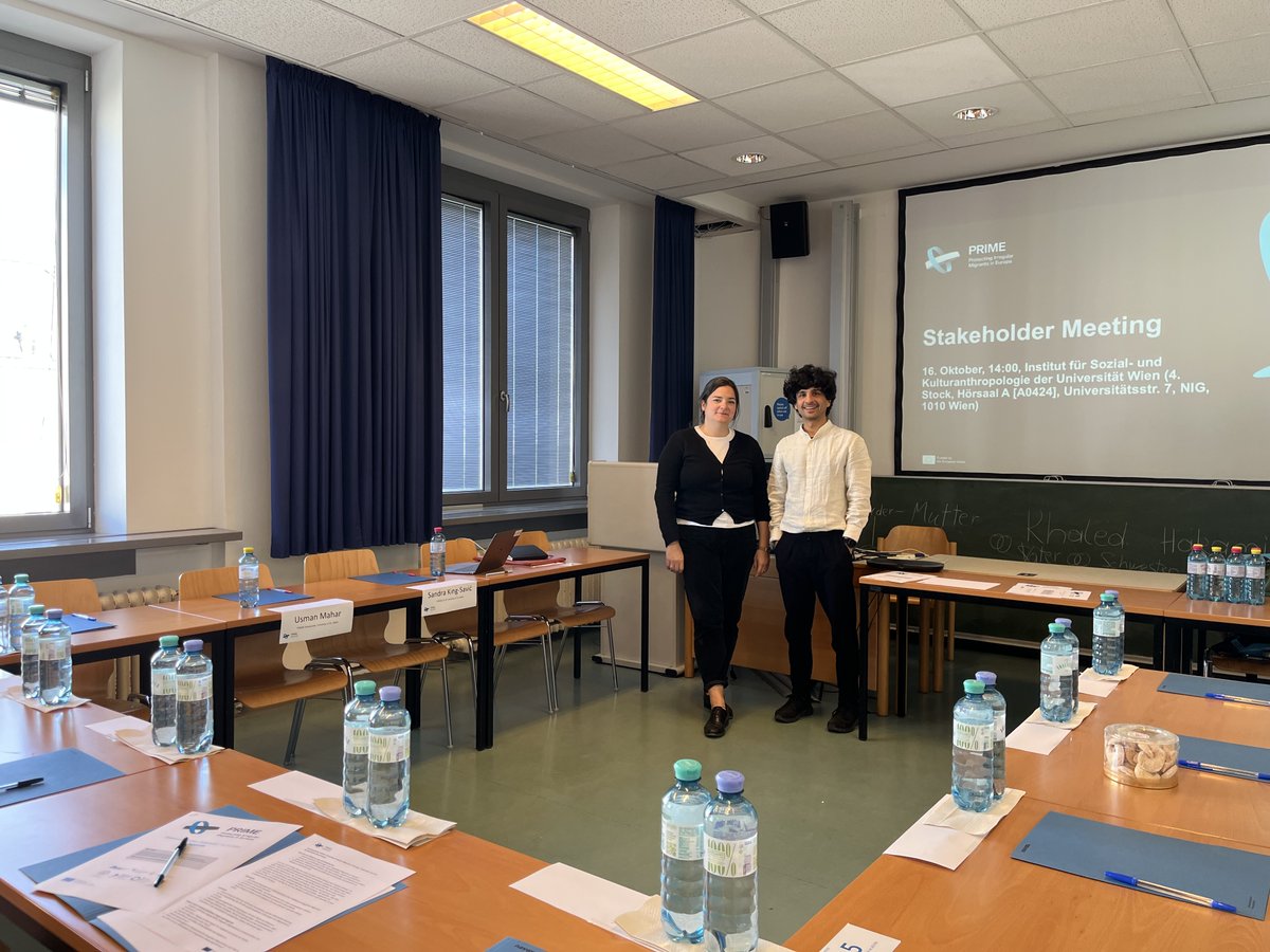 hsg_shss's tweet photo. @skingsav &amp; @usmanmahar (USG #PRIMEprojectEU team) organised a preliminary stakeholder meeting in Vienna this week! Such meetings are an opp. to discuss the most pressing issues related to irregular migrants with stakeholders in Austria (NGOs, state institutions, employers, etc.) https://t.co/NBKR3E0ypt
