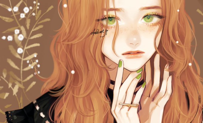 「brown hair green nails」 illustration images(Latest)