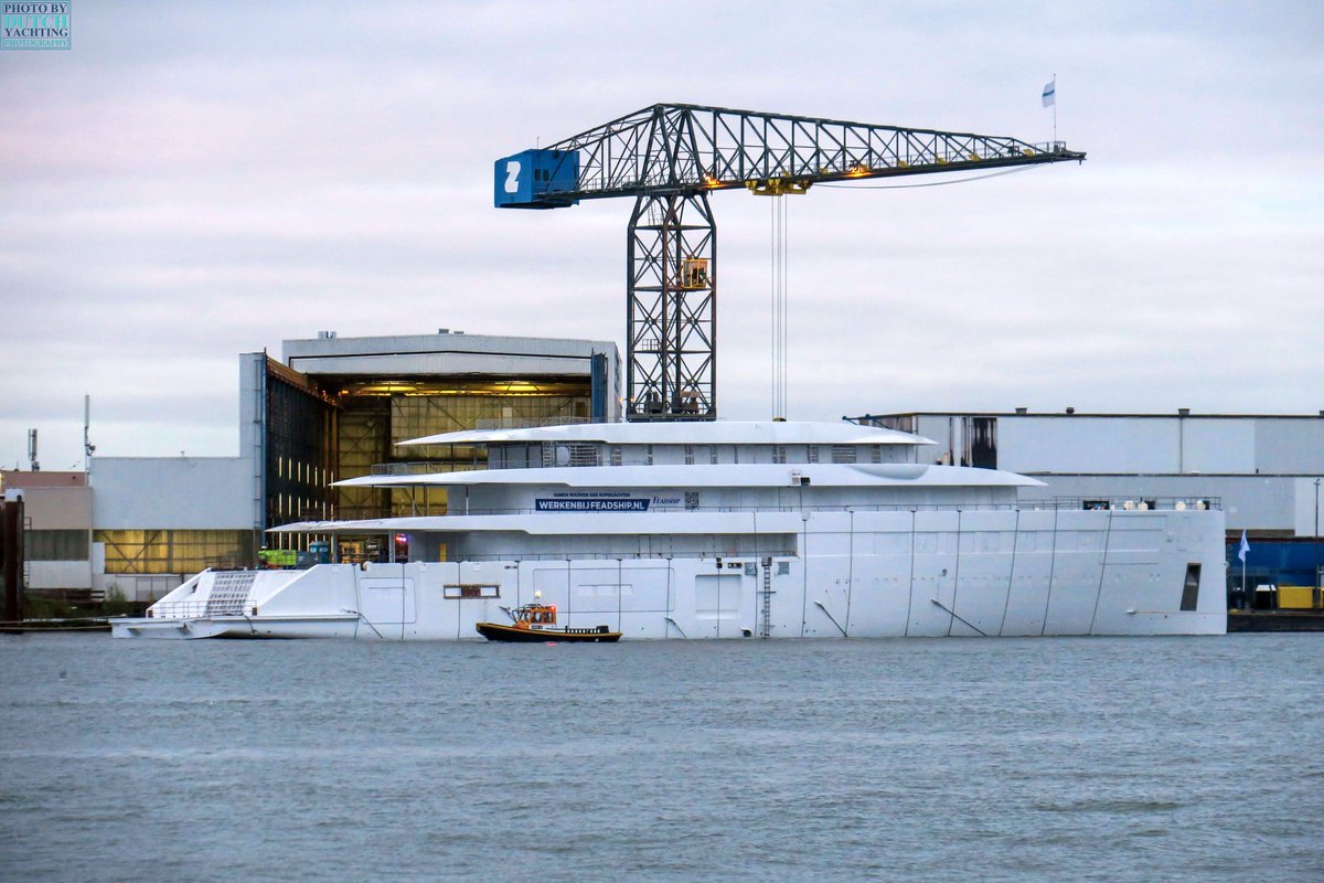 The 100.7m #Project1013 had its technical launch at shipyard #Zwijnenburg this morning. Its seems Project 1013 will be the successor of the 99.95m #Moonrise and is currenly being built for the same owner. The yacht will go on transport to #Makkum soon. Photos: @DutchYachting.