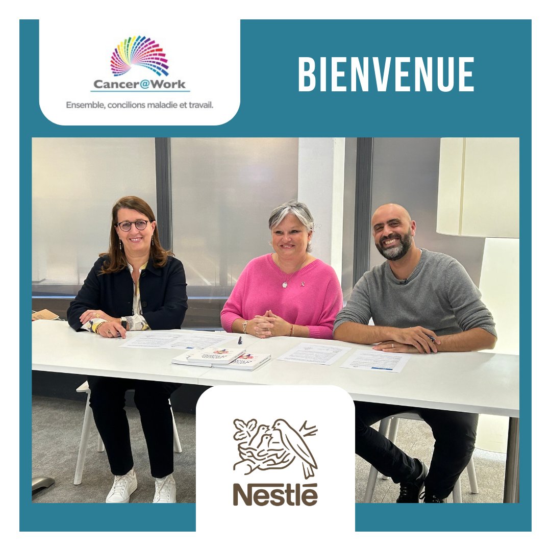 Cancer@Work (@canceratwork) on Twitter photo <a href="/NestleFr/">Nestlé France</a> s’est engagé aux côtés de Cancer@Work en faveur du maintien dans l’emploi des personnes touchées directement ou indirectement par un cancer ou par une maladie chronique.
Bienvenue ! Ensemble, concilions maladie et travail.
#nouveaumembre #charte <a href="/NestleFr/">Nestlé France</a> s’est engagé aux côtés de Cancer@Work en faveur du maintien dans l’emploi des personnes touchées directement ou indirectement par un cancer ou par une maladie chronique.
Bienvenue ! Ensemble, concilions maladie et travail.
#nouveaumembre #charte