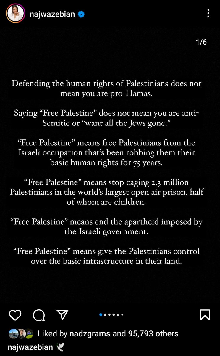 La'vere Lawrence Corbin-Ong or Corbin Ong have shared a post from najwazebian in his Instagram Story about 'Free Palestine' 

IG lavco
instagram.com/stories/lavco/…

najwazebian's post
instagram.com/p/CydieierIma/…