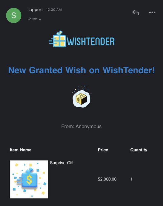 $2k tribute from a mystery sender? Hot. https://t.co/hDizeIVBUz