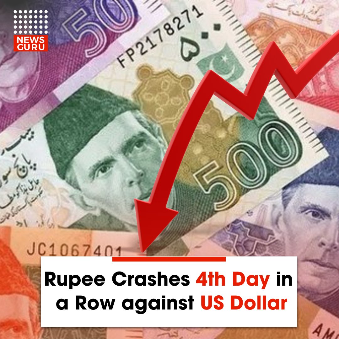 newsgurupk's tweet image. Today, the Pakistani rupee plummeted to an unprecedented low against the US Dollar, creating a historic moment as it commenced trading at 296 in the interbank market.
Read more: newsguru.pk/rupee-crashes-…
#PKR #dollar #ExchangeRates #inflation