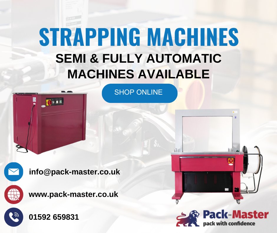 PackMasterLtd1's tweet photo. Enhance your strapping process with a semi or fully automatic strapping machine from Pack-Master.

Increase productivity and efficiency while reducing waste levels and costs.

Get yours online today: https://t.co/AeLZDAsnOR

#ukmfg #packagingsolutions #ukpackaging #packmaster https://t.co/8D1hXiqaME