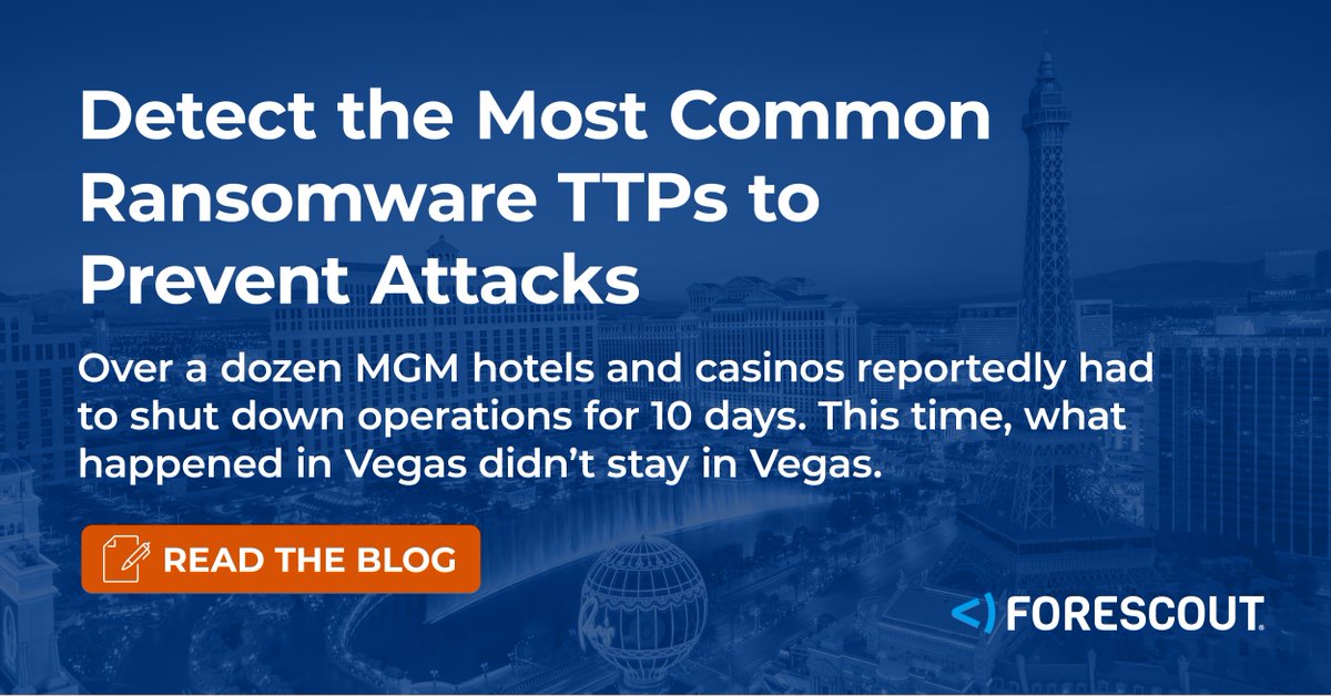 Casino breaches like the recent attack on MGM Resorts are sure to make headlines. You must be ever vigilant in the face of less notorious attacks that occur every day. Here's how to detect ransomware TTPs so you can prevent attacks. bit.ly/3Fn23Zb bit.ly/46Uyee3