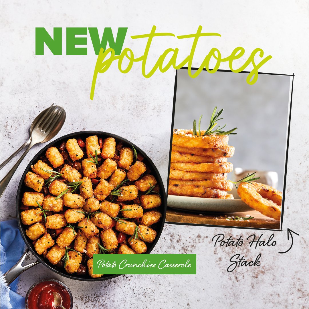 We’re delighted to fortify your portfolio with a pair of new and innovative potato pleasers 🥔

Our new Potato Halos and Potato Crunchies are made with the latest tato-tech and the best spuds.

Get in touch with your Country Range wholesaler for more information 🚛